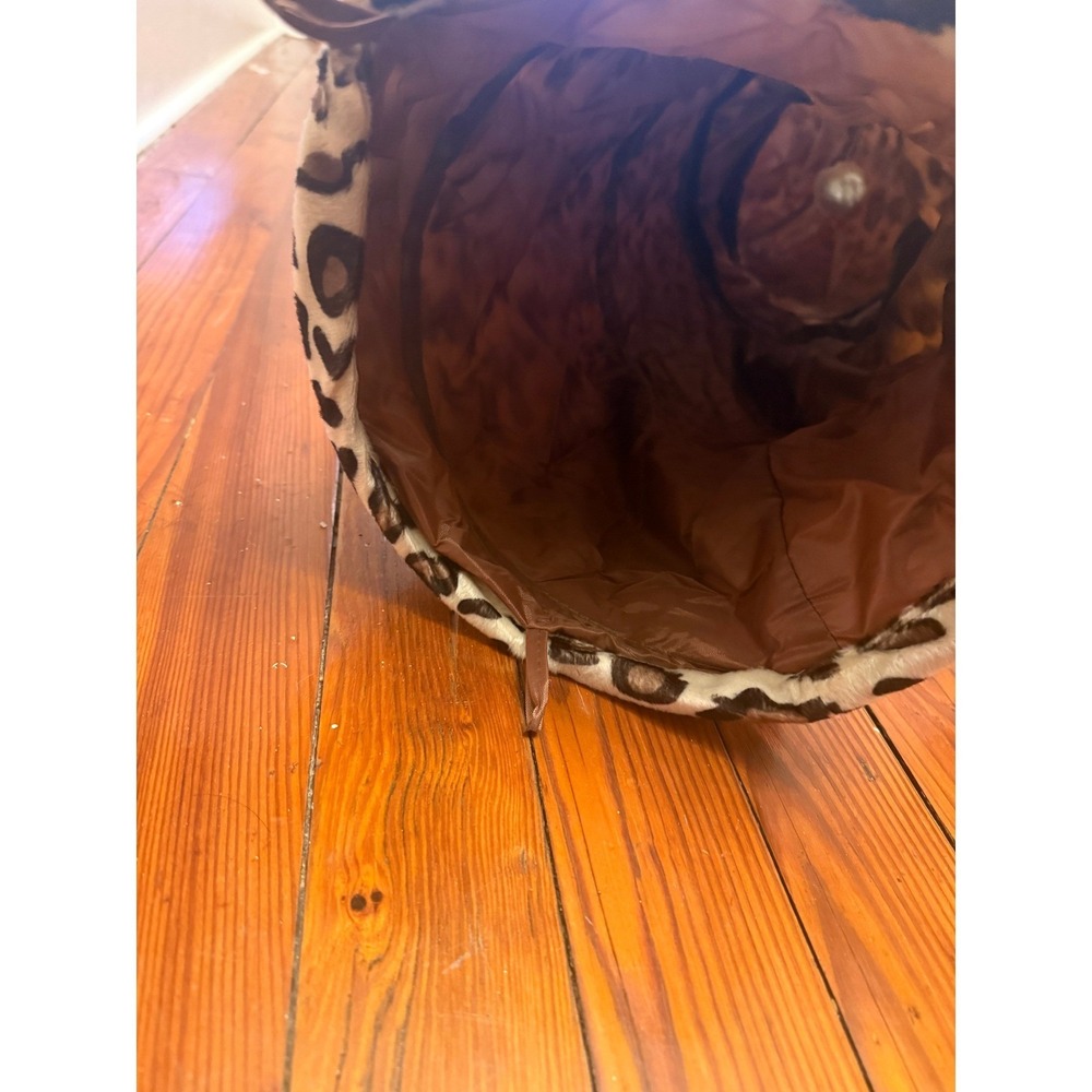 Leopard Print 3-Way Cat Tunnel Collapsible Pet Play Tube with Hanging Toy - Picture 11 of 11